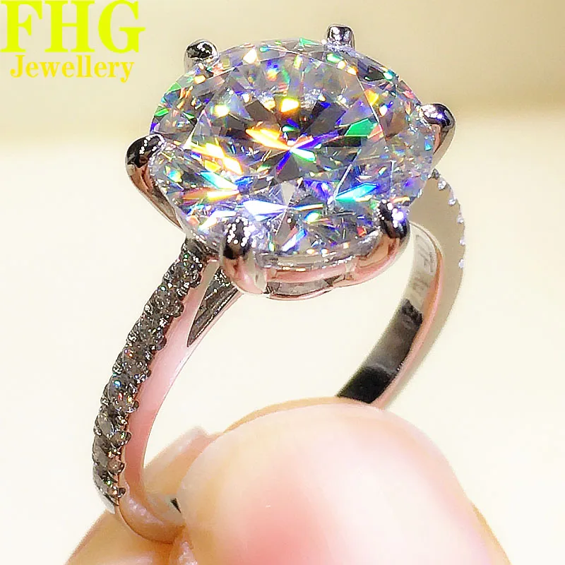 1 2 3 Carat Solid Au750 18K White Gold Ring DVVS Moissanite Diamonds Round Wedding Party Engagement Anniversary Ring