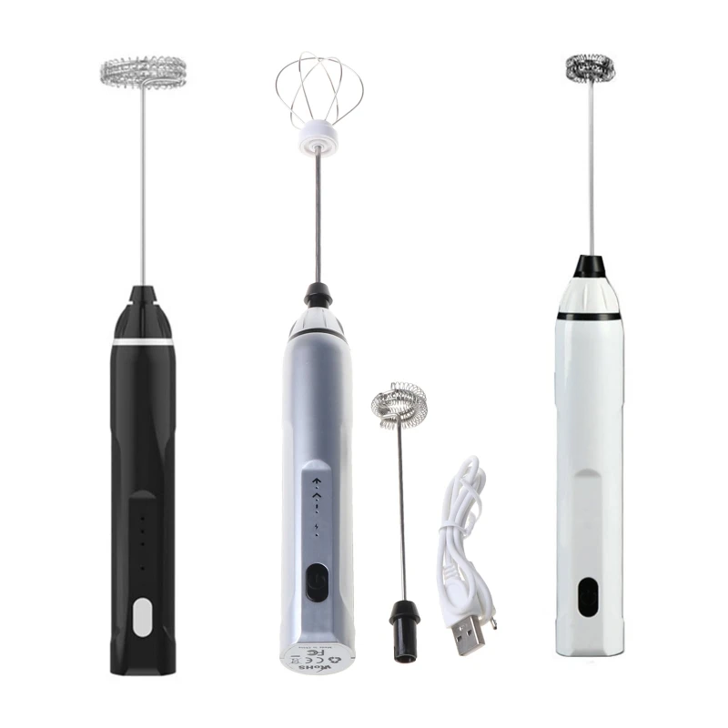 

A6HB Handheld 3 Gear Adjustable Milk Frother Rechargeable Foam Maker Electric Whisk Stainless Steel Drink Mixer Mini Kitchen