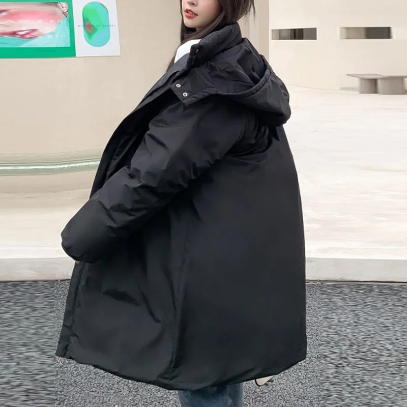 Women Pure Color Outerwear Long Sleeve 2023 Winter Warm Coats Fashion Jacket Thicken Plus Velvet Parkas Loose Casual Coat Female