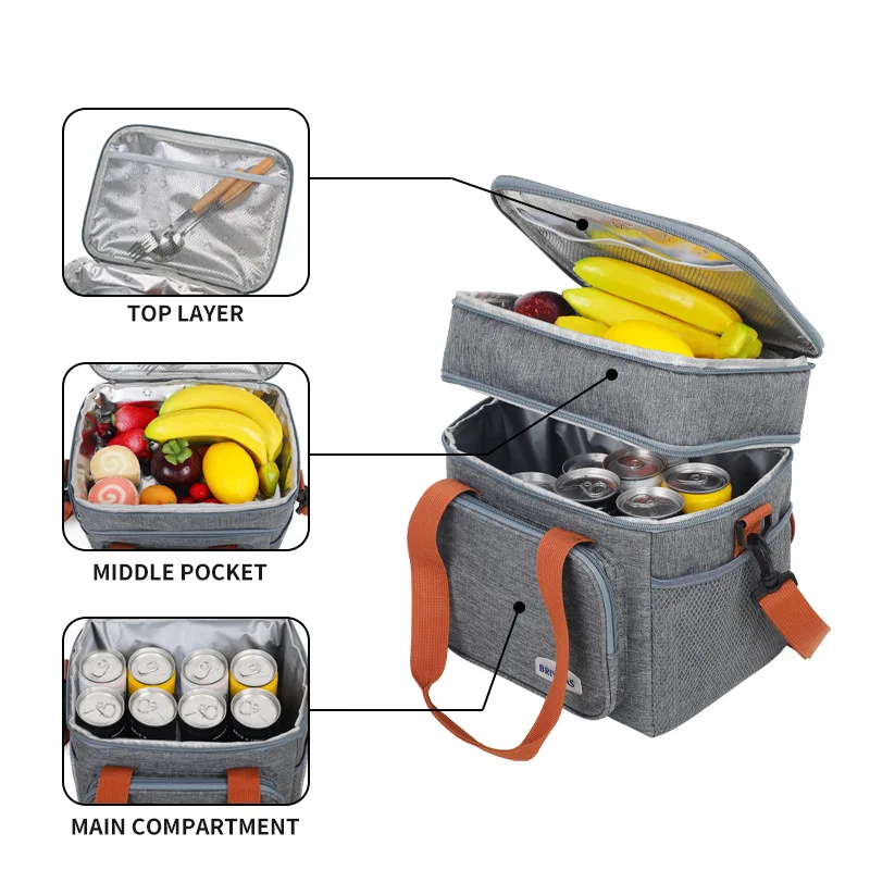 Insulated Case Durable Waterproof Office Lunchbag Shoulder S