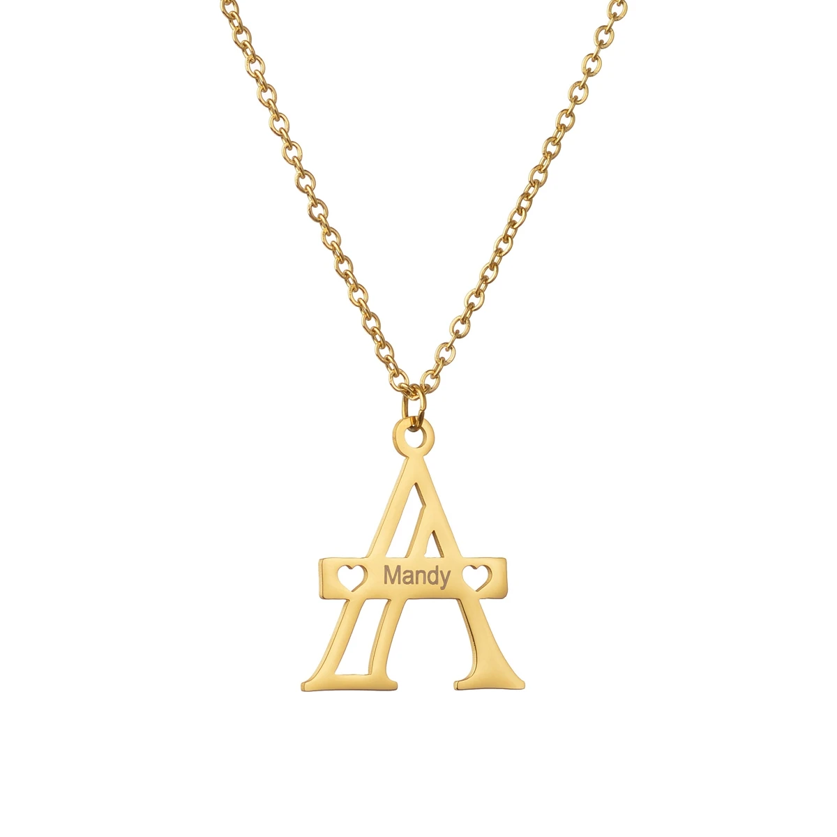 

Name Customized Personalized Necklace Heart Stainless Steel Engrave Hollow Out Letter Necklace Punk Jewelry Gifts For Women Man