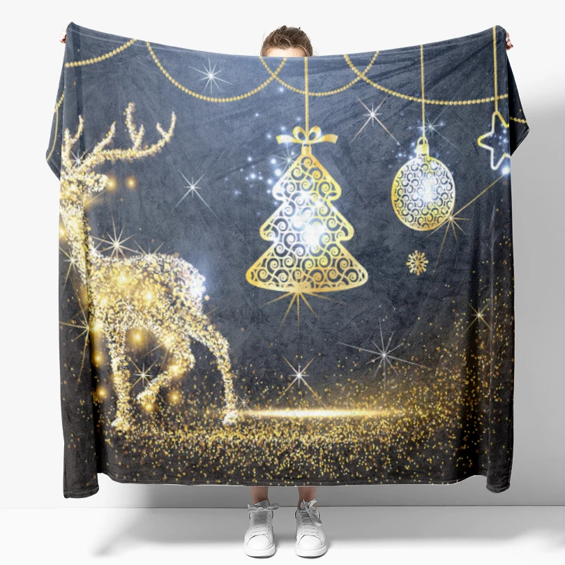 

Adults and Kids Christmas Blanket For Sofa Beds Throw New Year Gift Shawl Tapestry Picnic Noon Break Cover Stop Sell Dec 1th