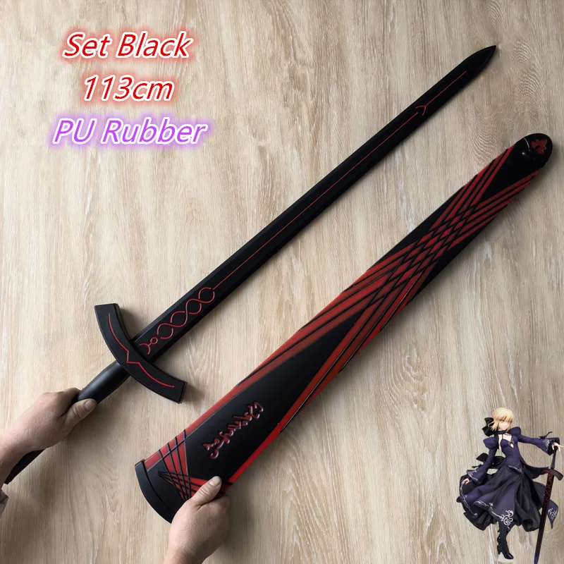 Фото Меч Fate Stay Night 1:1 для косплея, черный священный меч-сабля, большая модель-реквизит, подарок, резиновый, незаточенный, для домашнего декора, игрушка, 80 см №5