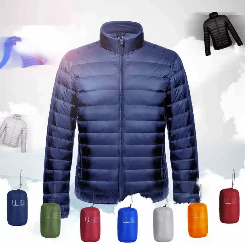 2022New Men Puffer Jacket  Ultra Light Down Jacket Men Windbreaker Feather Jacket Man Lightweight Portable Warm Coat