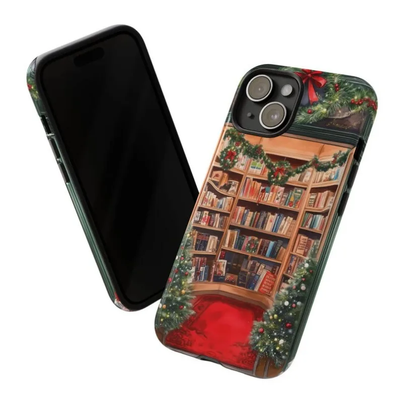 Чехол для телефона Bookish Christmas Bookstore IPHONE 16 15PRO MAX 14 13 12 11 акриловый ТПУ магнитные