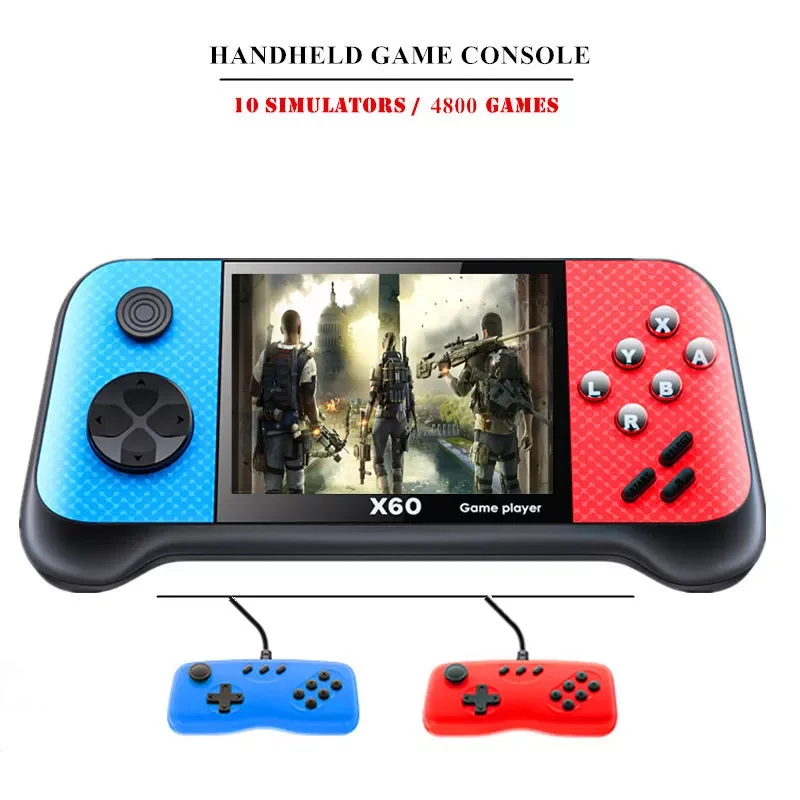 

HUADREE X60 Handheld Game Console 3.5 Inch LCD Screen 10 Simulators Built in 4849 games Video Game console For GBA CPS1