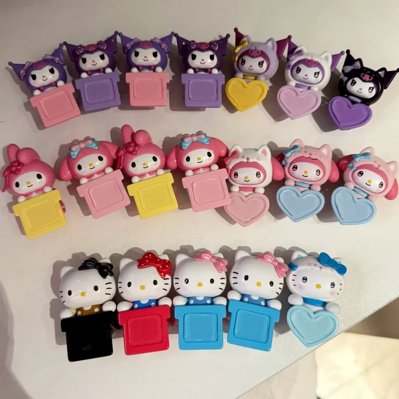 Фото Sanrio Kuromi My Melody Bow Sweetheart Papa Series слепая коробка для настольного мобильного телефона, декоративные украшения, коллекция аниме-фигурок №2