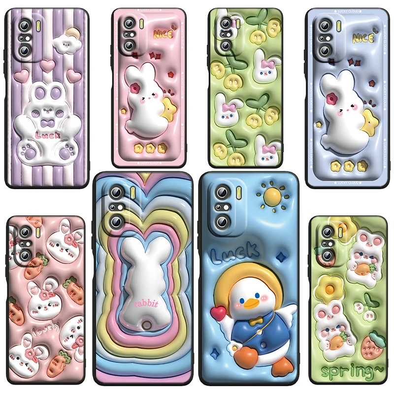 

Not 3D Cartoon rabbit For Xiaomi Redmi Note 12 Turbo 11E 11S 11 11T 10 10S 9 9T 9S Pro Plus 5G Black Phone Case