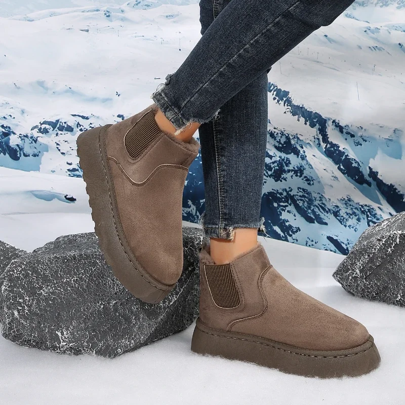 Женские зимние ботинки на плоской подошве ботильоны зимняя обувь сапоги с