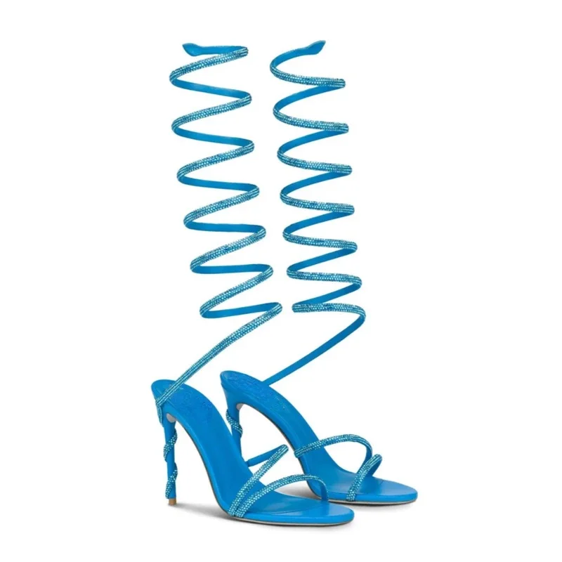 Женские Серебристые босоножки со змеиным принтом на высоком каблуке