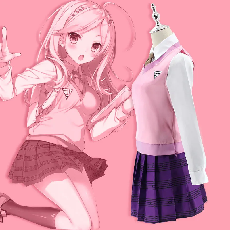 

Костюм для взрослых, новинка, аниме Danganronpa Kaede Akamatsu, костюмы для косплея, фиолетовые плиссированные платья, наряд в подарок на день рождения