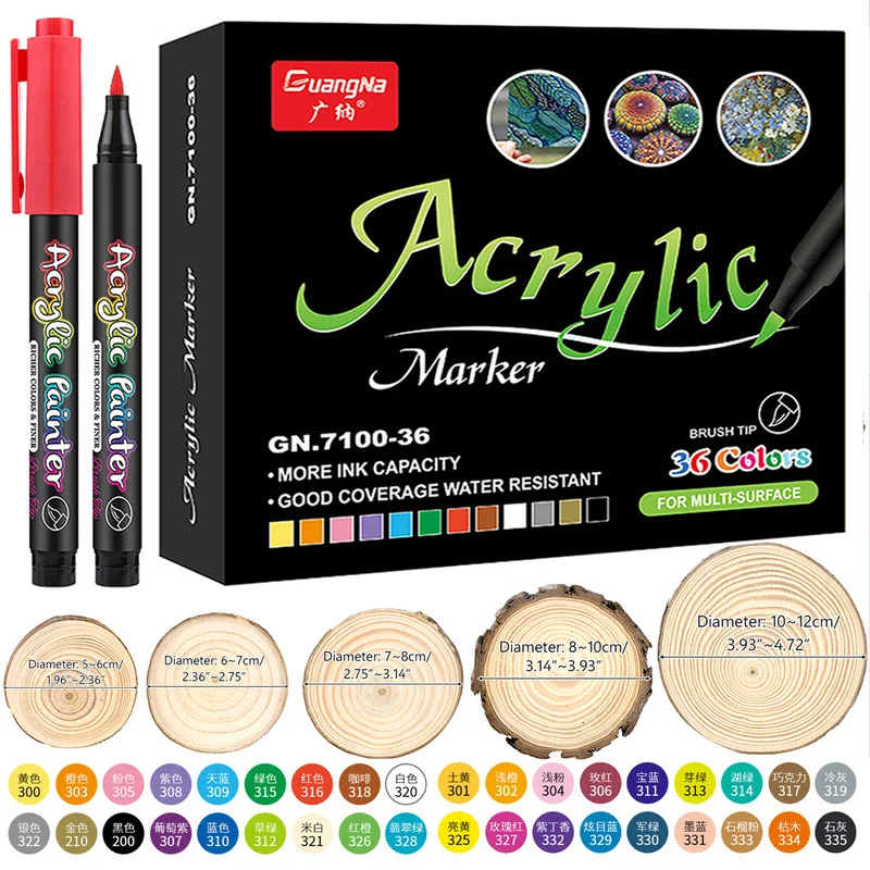 

New 36 Colors Paint Pens Acrylic Markers Set or Rock Painting Glass Wood Porcelain Ceramic Fabric Paper Kindness Rocks Mugs Note