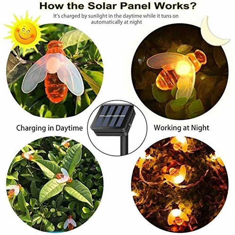 Светодиодная гирлянда на солнечной батарее водонепроницаемый уличный шнурок с