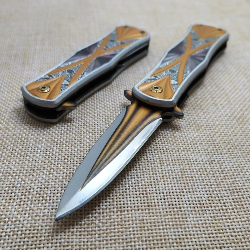 Быстрооткрывающийся складной нож из дамасской стали карманный Клинок с ручкой
