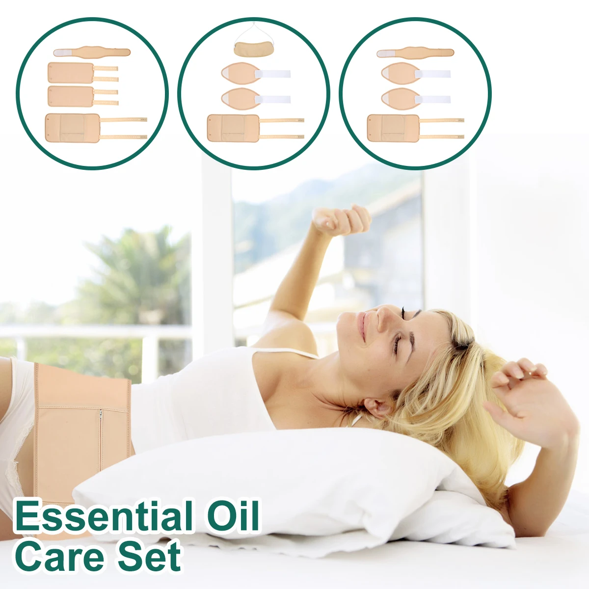 

3Pcs Waist Neck Oil Pack Set Washable Reusable Leg Essential Oil Wrap Mess-Free Oil Pack Wrap with Adjustable Elastic Straps