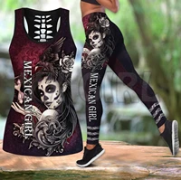 mexico girl combo tank top legging 3d printed tank toplegging combo outfit yoga fitness legging women