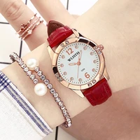 minimalist quartz movement watch for women arabic numerals dial luminous hands multi color leather strap student wristwatch gift