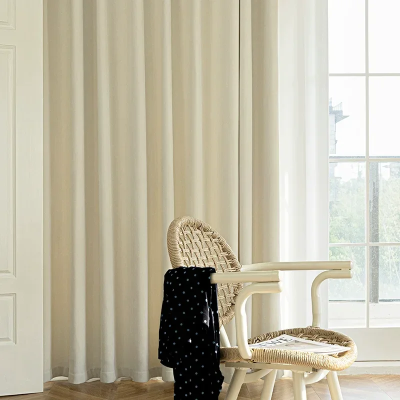 Современные кремовые толстые плотные оконные шторы на заказ для гостиной