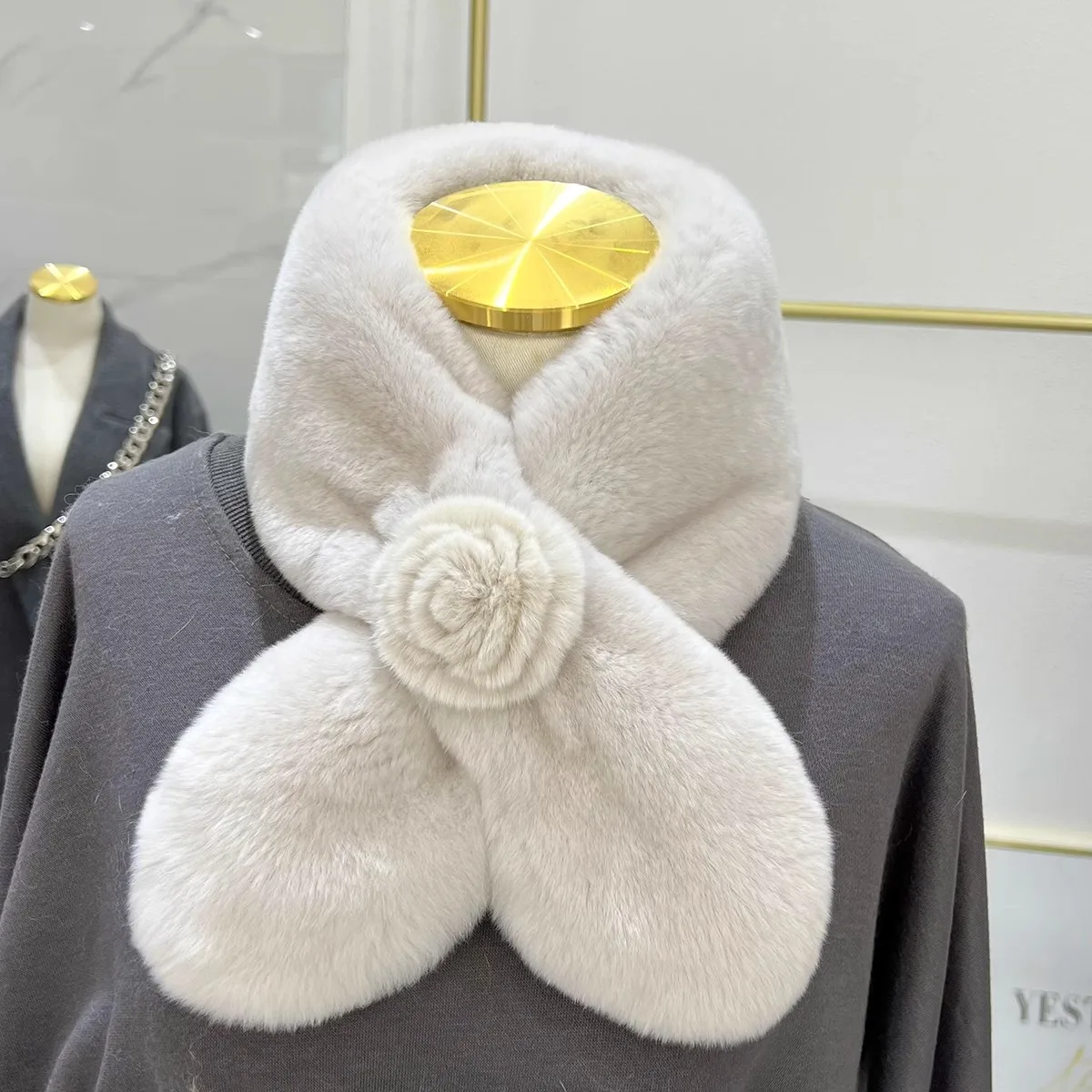 Женский роскошный мягкий меховой двусторонний шарф из натурального кроличьего