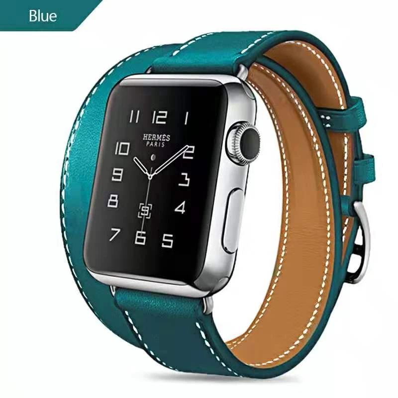 Strap for apple watch ultra band 8 7 6 5 se 4 3 smartwatch with double circle leather replacement 49mm 45mm 41mm 40mm 44mm strap enlarge