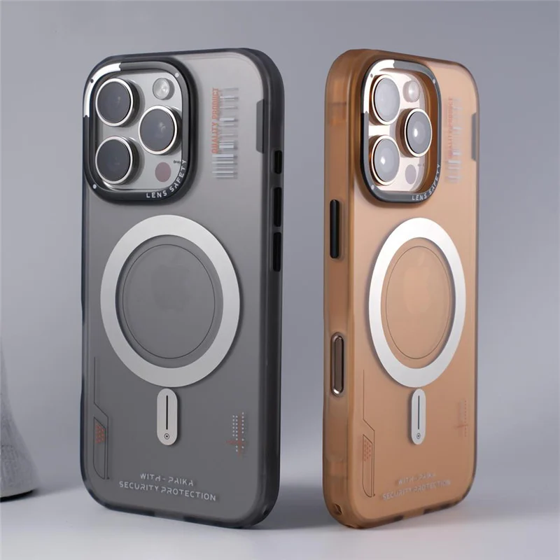 Модный полупрозрачный чехол Magsafe со штрих-кодом и беспроводной зарядкой для iPhone 15