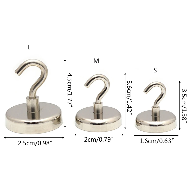 Heavy Duty Magnetic Hook, Strong Neodymium Magnets Hook for Home, Kitchen, Workplace,etc ,D16mm Hold up to 80 Pounds 667A