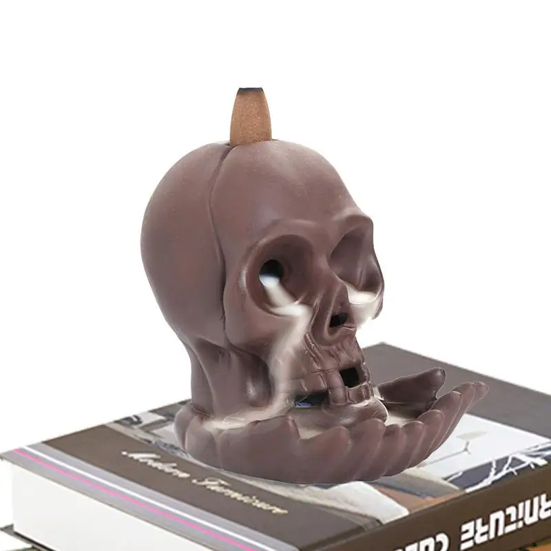 

Курильница в виде черепа, курильница из фиолетовой глины, курильница, курильница ручной работы для детской