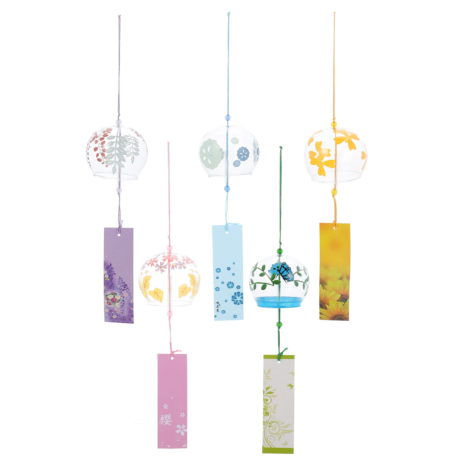 

5 Pcs Decor Glass Wind Chimes Clear Hanging Crystal Craft Ornaments Balcony Bells
