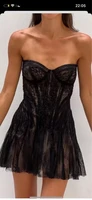 verngo sexy black lace mini prom dresses sweetheart short cocktail dress lady night club gowns evening wear