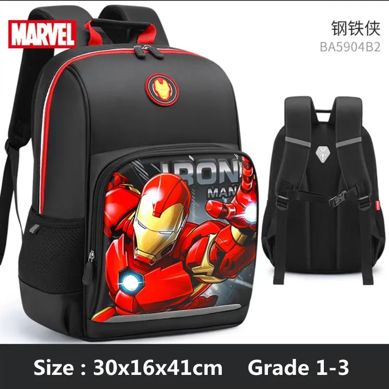 Marvel School Bag For Boys Primary Student Shoulder Orthopedic Backpack Iron Spider Man Captain America Large Capacity Mochilars