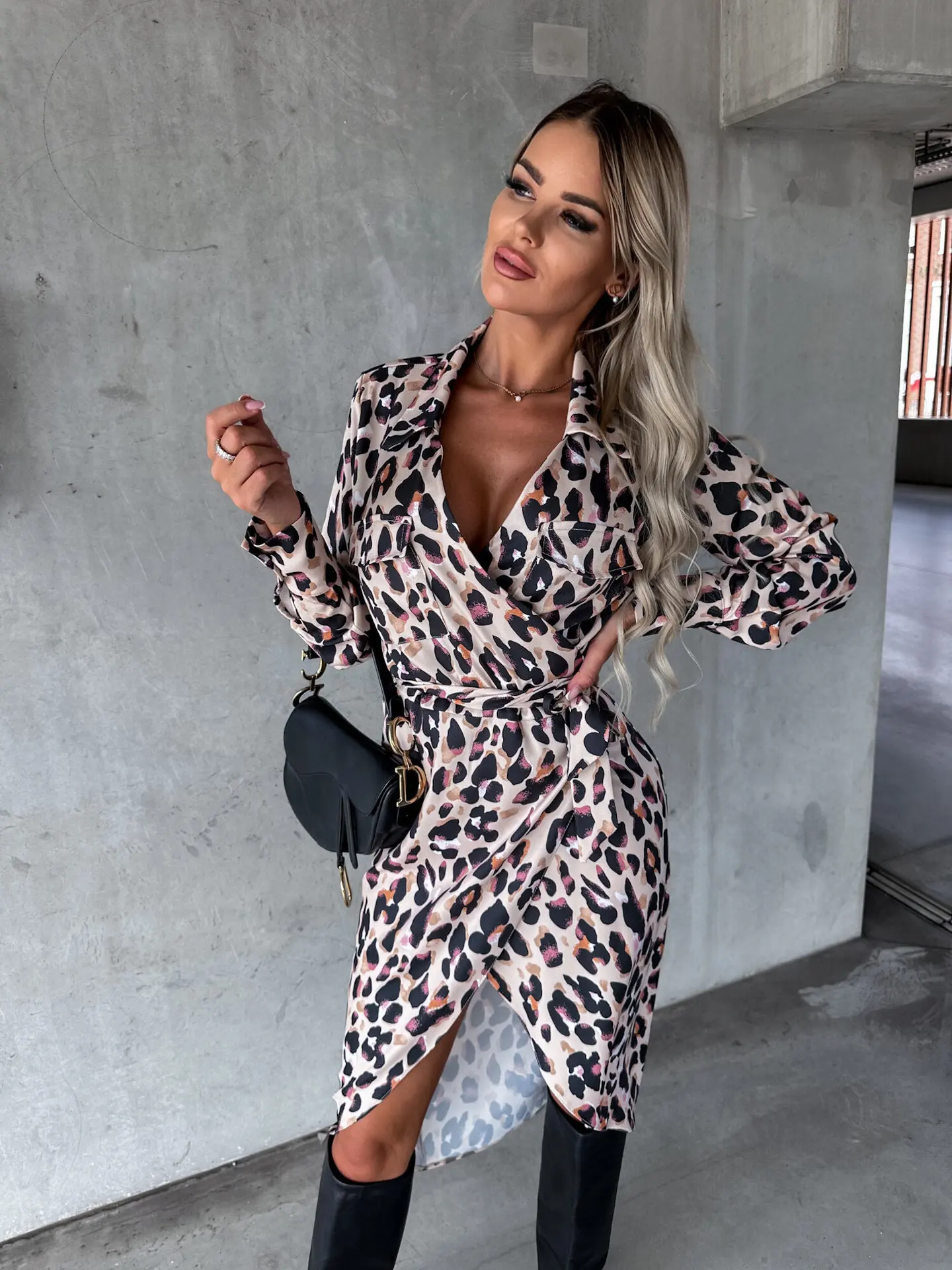 

Новинка 2023, женское платье с цветочным принтом, модное весеннее платье с леопардовым принтом, платье на шнуровке в европейском и американском стиле, 4 цвета