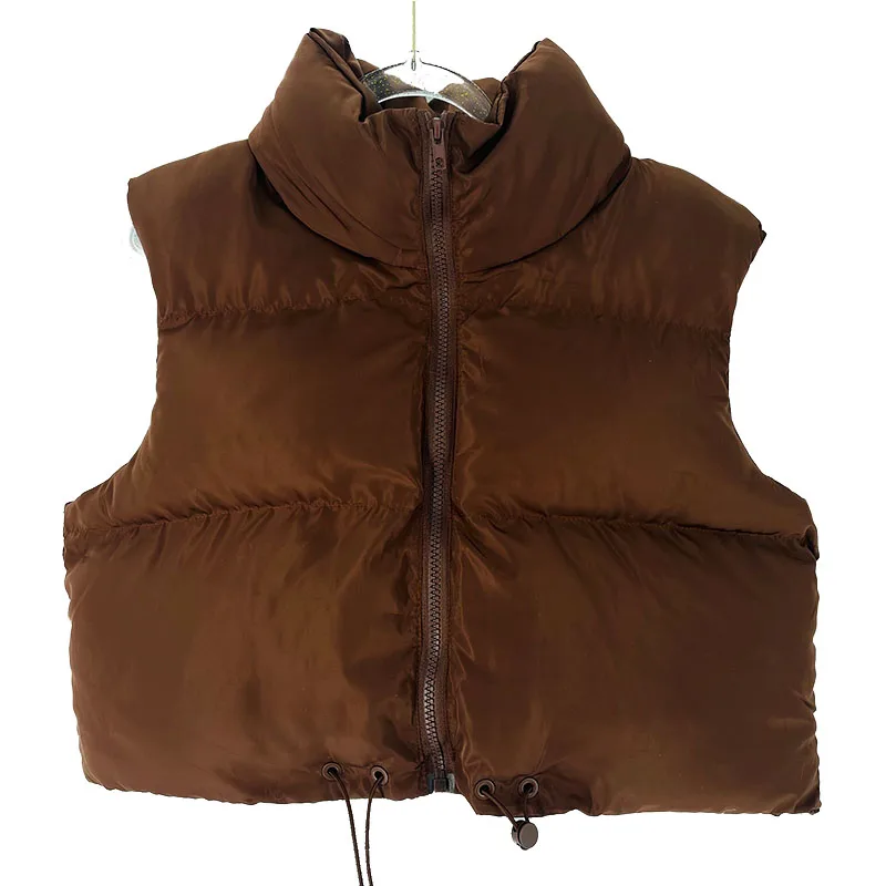 Модные осенние хлопковые жилеты с воротником-стойкой женские элегантные