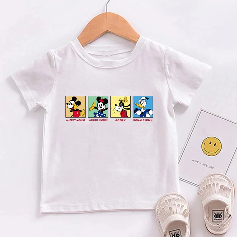 

Disney Mickey Mouse Young Children T-shirts Kids Boys Girls T-clothes Cartoon Mickey Minnie Short Sleeve Children Cute Clothes