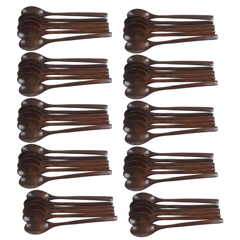 

Best Wooden Spoons, 60 Pieces Wood Soup Spoons For Eating Mixing Stirring Cooking, Long Handle Spoon