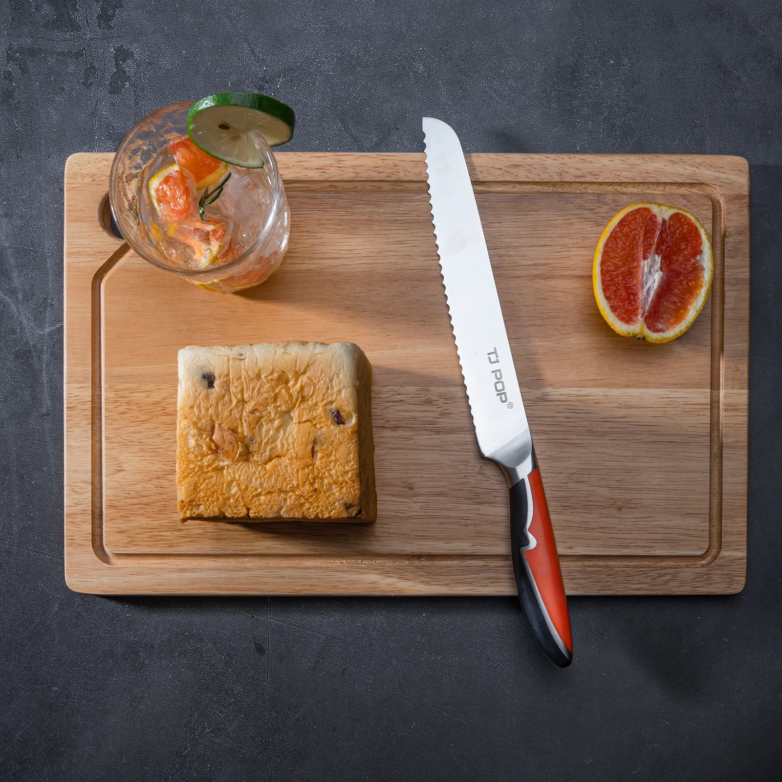 TJ POP 8-дюймовый зубчатый нож для хлеба 1.4116 немецкий стальной торта с ручкой из АБС