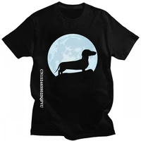 moon dachshund lover tshirts for men oversized cotton leisure t shirt o neck streetwear men wiener dog tee tops clothing