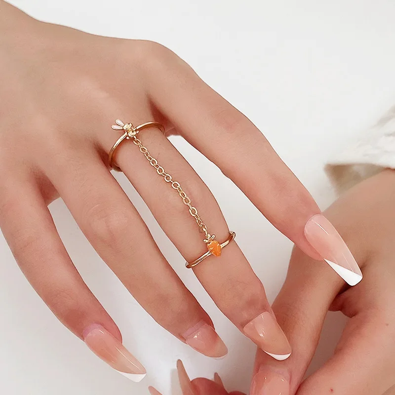 

Chain Fringe Two Finger Ring Jewelry Fashion Star Butterfly Heart Various Design Rings For Women Men Jewellery Anel Bague Gift