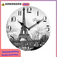 new creative high quality round retro wall clock wooden style rimless wall clock accessories home clocks living room decoration