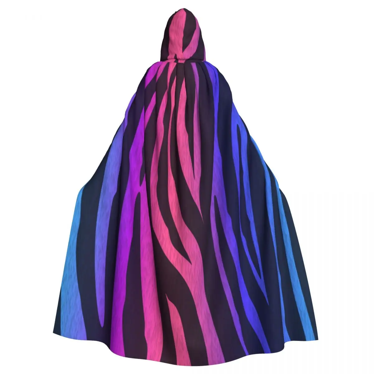 

Unisex Witch Party Reversible Hooded Adult Vampires Cape Cloak Holographic Zebra Fur Textures