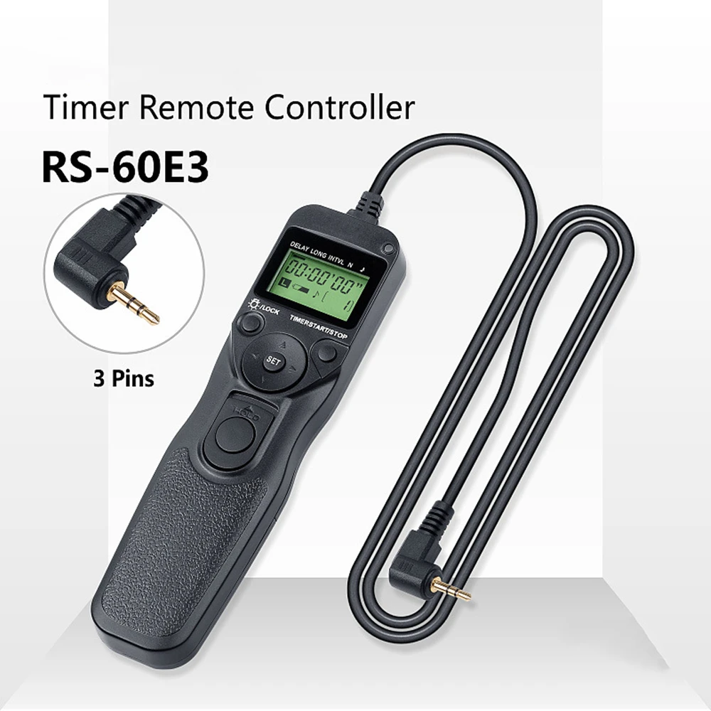 

RS-60E3 LCD Time Shutter Release Remote Control for Canon EOS 1300D 1200D 750D 650D 600D 700D 500D 350D 30D Rebel T4i