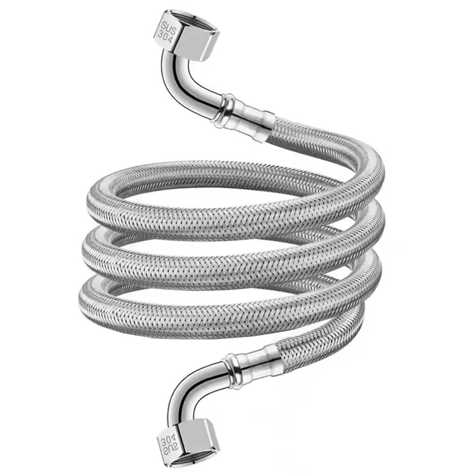 

20/40/60/80/100/150/200 см 90 ° Трубка для подключения унитаза из нержавеющей стали 304, плетеная, металлическая, для холодной и горячей воды, взрывобезопасный шланг