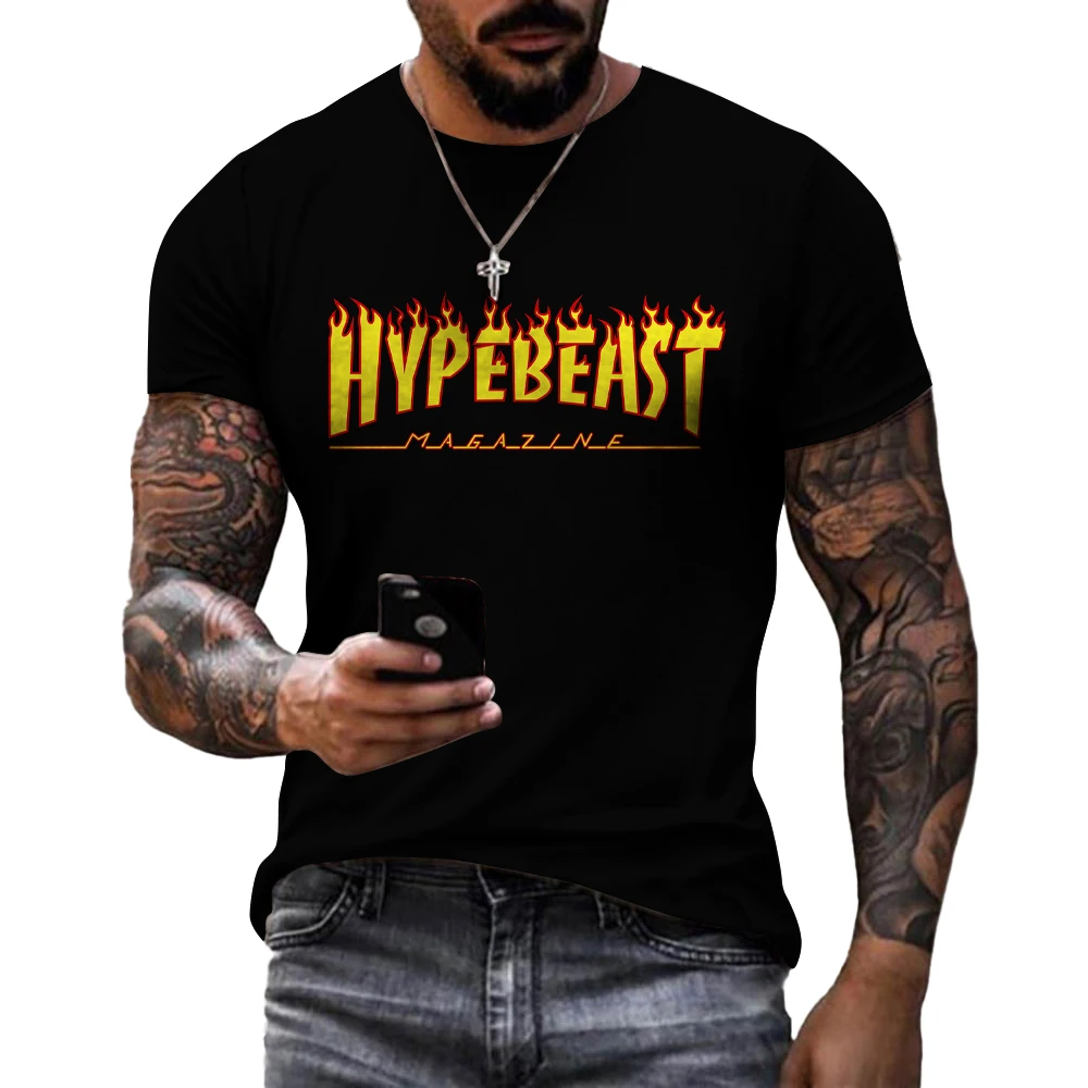 

Футболка мужская с принтом пламени и Kirin, Классическая модная тенниска для скейтборда с короткими рукавами, брендовая майка в европейском и ...