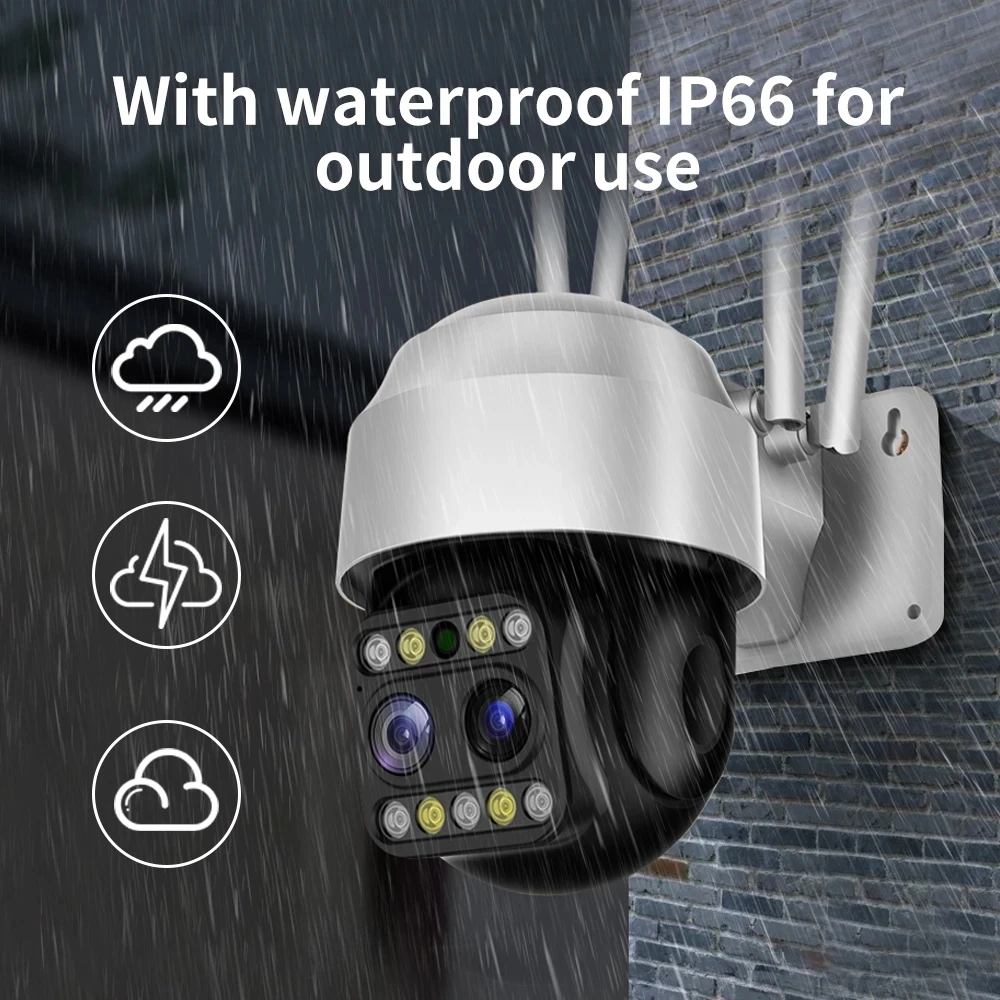 IP-камера HONTUSEC Yoosee HD 5 МП с двойным объективом IP66 PTZ Wi-Fi 4-кратный зум камера