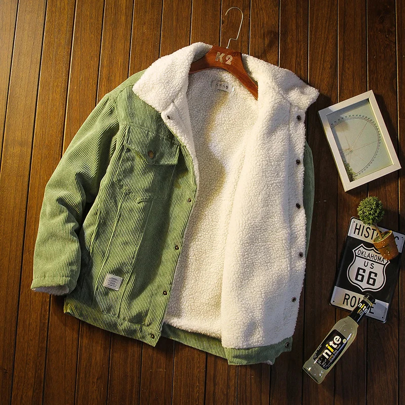 

RichkedaStore 5XL Autumn And Winter Thick Warm Corduroy Jacket Men's Jacket Hip-hop Jacket Men's Casual Cotton Clothes Plus Size