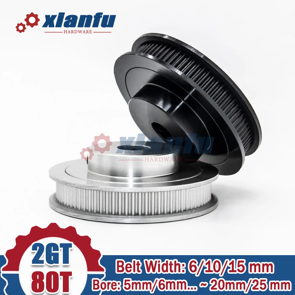 Зубчатый шкив BF Typt 2GT с отверстием 5/6/8/10/12/14/16/20/25 мм, Ширина ремня 6/10/15 мм, синхронное колесо для 3D-принтера GT2 80 T