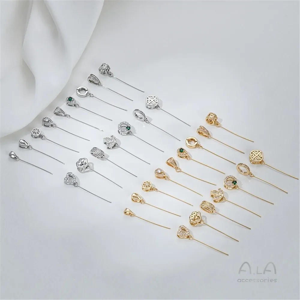 14-каратное золото мелкая игольная подвеска пряжка с жестким отверстием длинная