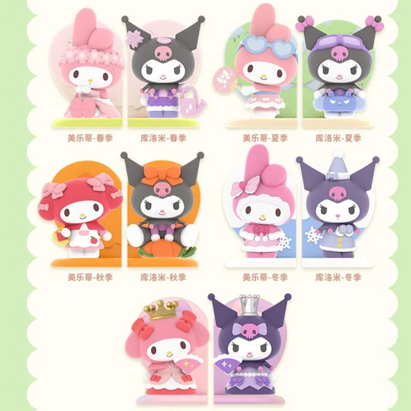 

Sanrio Characters Melody Kuromi Dolls Toy for Kids Table Ornaments Four Seasons Series Blind Box Girls Christmas Gifts