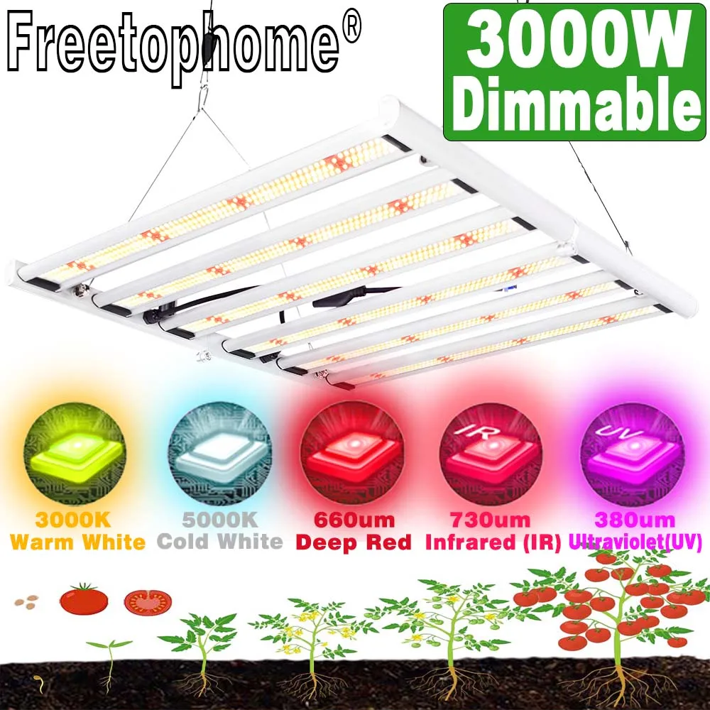 Full Spectrum Phyto Grow Lamp for Indoor Plants Hydroponics Growing System 3000W High PPFD Dimmable LED Lights with Samsung Chip