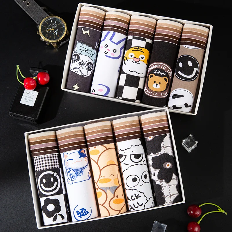 7pcs/set Boxers Male Panties Man Underwear Shorts Cartoon Breathable Men's Panties Sexy Men Boxers Shorts Comfortable Plus Size