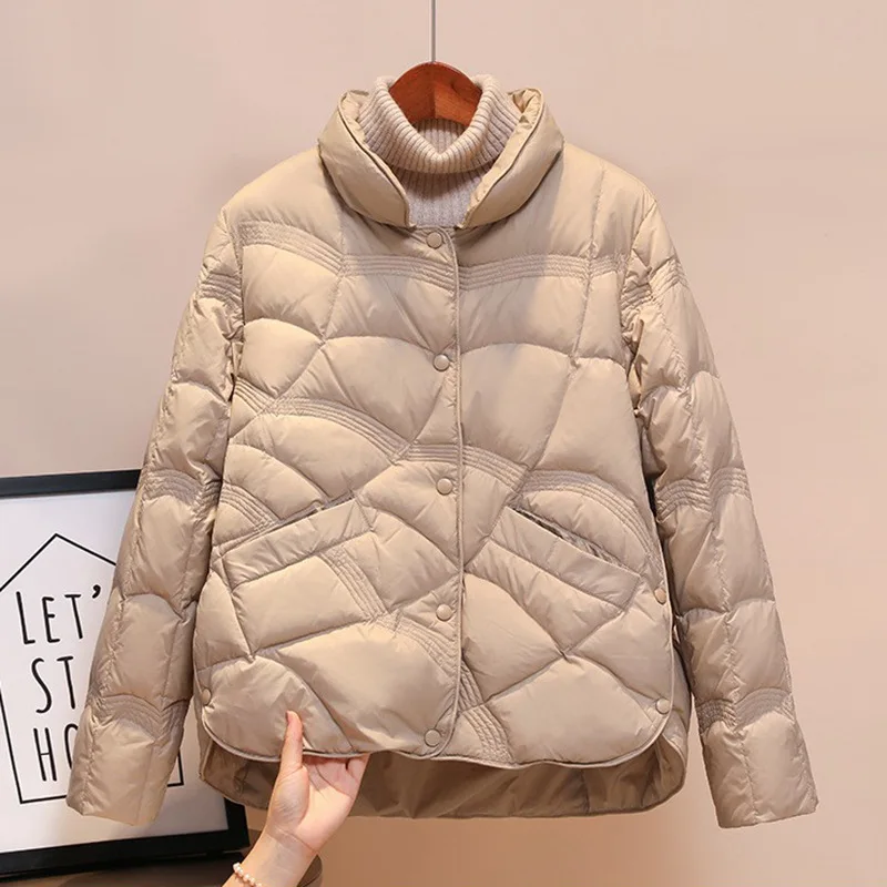 Winter Coat for Women Parkas Down Cotton Jacket Short Fashion Stand Collar Lightweight Outwear Ry*